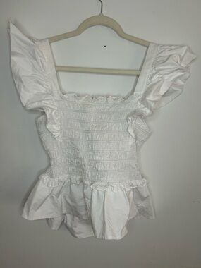SEA New York Sleeveless Smocked White Top size medium